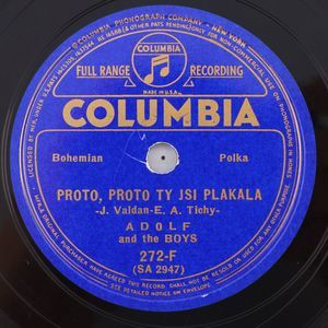 Adolf & The Boys Proto Ty Jsi Plakala/Laendler No. 20 78 rpm Record 272-F Czech